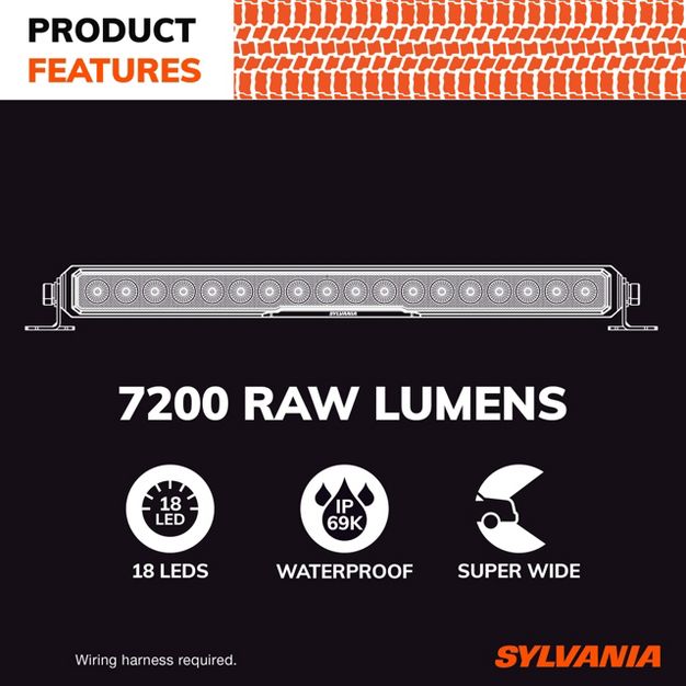 SYLVANIA Rugged 20 Inch Flood LED Light Bar|Lifetime Limited Warranty|Flood Light 7200 Raw Lumens, Off Road Driving Work Light, Truck, Boat, Tractor, ATV, UTV, SUV, 4x4 (1 PC)