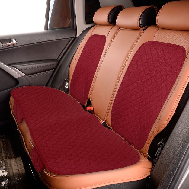 Unique Bargains Universal Car Seat Covers Protector Set Rear Seat Pad Mat Rear Bench Cover Breathable Flax Fiber Red
